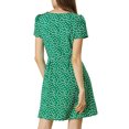 thumbnail image 2 of INSPIRE CHIC Robe de Bal Ligne A à Encolure Carrée Imprimée à Manches Courtes pour Femme TG Vert-Floral, 2 of 8