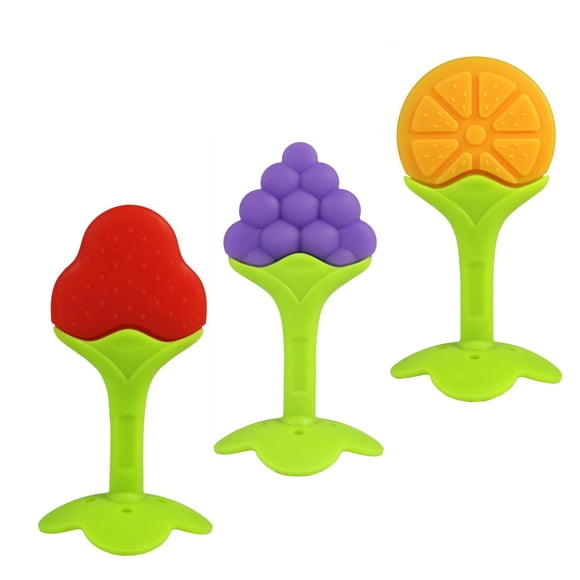 RaZbaby - Baby, Toddler - Fruitque Silicone Teether Set - Teething - Sensory - Non-Toxic