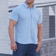 thumbnail image 2 of Birdeem Chemises pour Hommes Hommes Mode Affaires Col Rabattu Bouton Col Rabattu Poche Chemise à Manches Courtes Blouse, 2 of 12