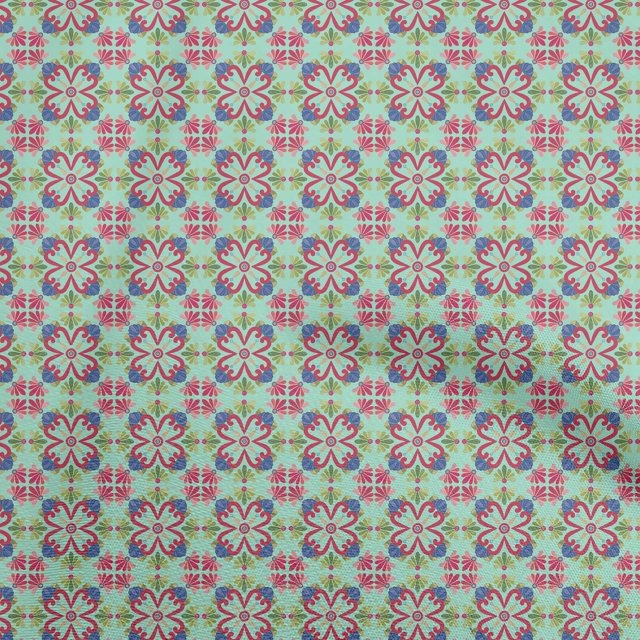 oneOone Viscose Jersey Light Mint Green Fabric Asian Suzani Fabric For Sewing Printed Craft Fabric By The Yard 60 Inch Wide