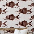 thumbnail image 1 of S4Sassy Self-Stick Decorative Boho Wallpaper, Fish Motif Wall Paper, Textured Vinyl Waterproof Contact Paper, Brown, 25"X240" Removable Renter Friendly Wall Covering For Bedroom, Dining Room, 1 of 9
