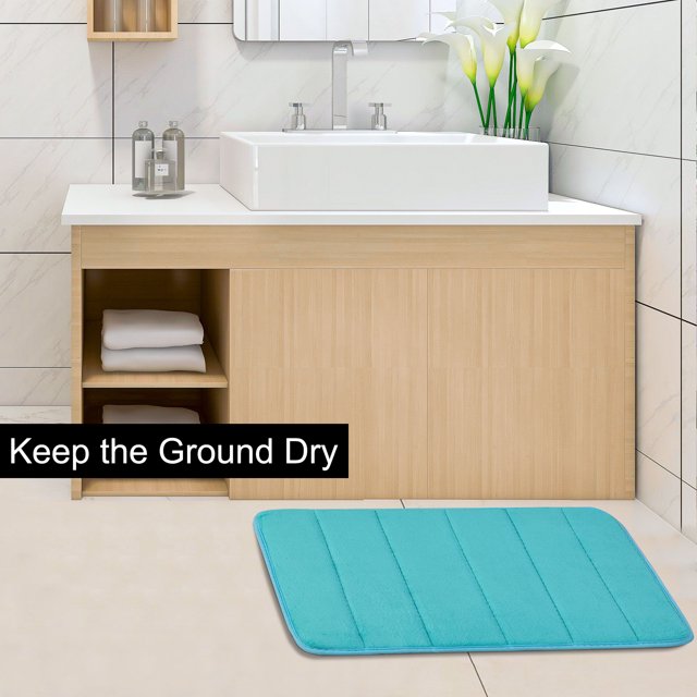 REGALWOVEN Bath Mat Memory Foam Bath Rugs for Bathroom, Turquoise Blue 32" x 20"/80 x 50cm(L*W)