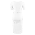 thumbnail image 4 of yoeyez Liquidation de Vêtements de Maternité Robe Grande Taille Femme Manches Courtes Col Rond Robe Simple Shower de Bébé Tenue Quotidienne Robe Soleil Robe Moulante Froncée Midi Robes Ajustées Blanc,m, 4 of 6