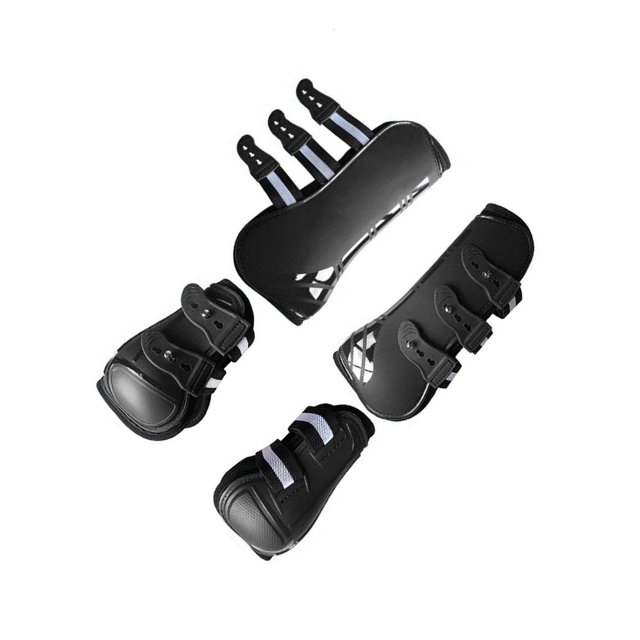 ziyahi Horse Pu Shell Neoprene Lined Front/Rear Leg for Boots Sets Front Black L Front+Rear Black L