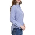 thumbnail image 4 of INSPIRE CHIC Chemises à Col à Revers pour Femmes, Boutonnées, Manches Longues Retroussables, P Bleu, 4 of 8