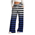 thumbnail image 1 of Pants for Women, Womens Fashionable Striped Printed Drawstring Wide Leg Pants, 1 of 4