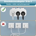 thumbnail image 4 of 1 to 3 Way Power Extension Socket, 3 Outlets Independent Switch Wall Mounted Overload Protection Power Adapter, 4 of 7