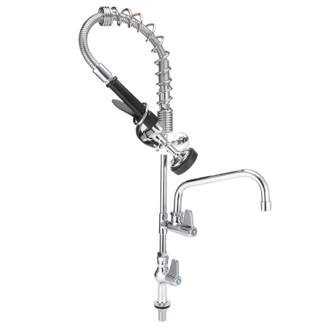 FLAMEEN G1/2 Robinet d'Évier Commercial avec Pulvérisateur Rétractable Équipement de Comptoir de Bar d'Hôtel 0.7m, Robinet Commercial, Robinet Rotatif