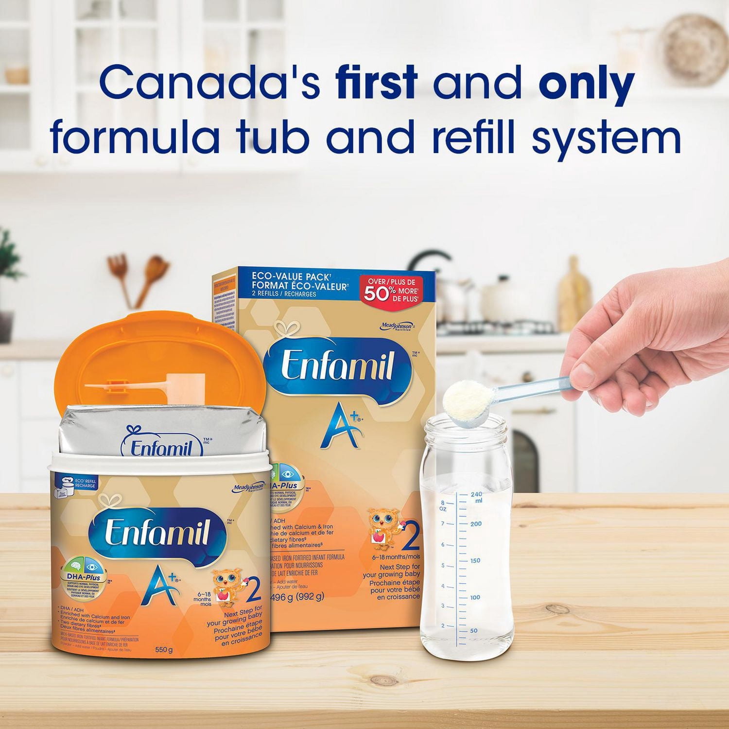 Enfamil A+ Étape 2, Préparation pour Bébés, Préparation pour Nourrissons, Bébés de 6 à 18 Mois, Recharge de Poudre, 992g