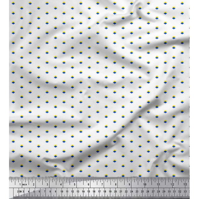 Soimoi Poly Georgette Fabric Diamond Shirting Print Sewing Fabric Yard 52 Inch Wide