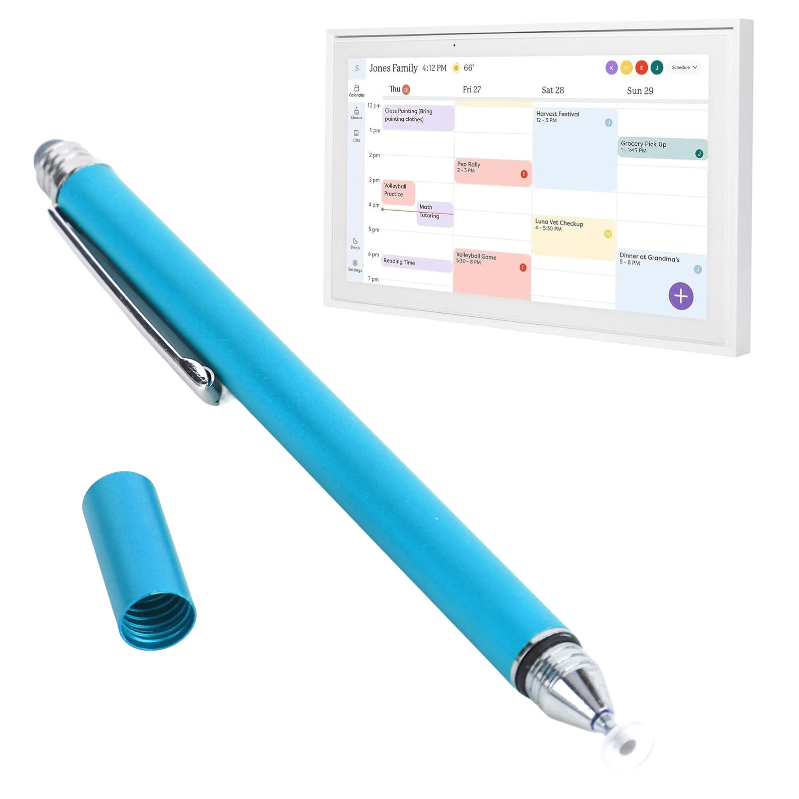 Stylus Pen Compatible with Skylight Calendar, Changingtouch Smart Display,Canupdog  Kaclendar Digital Calendar, DualTip Capacitive Stylus, Disc Tip Capacitive Stylus Pen