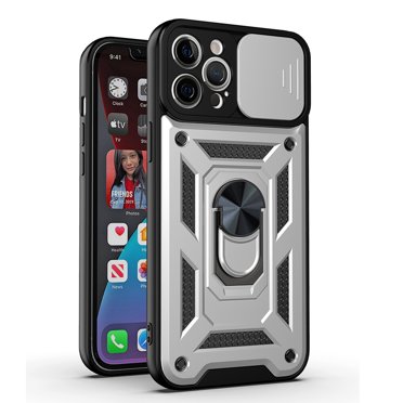 Étui iPhone 12 Pro Max, Dteck [Grade Militaire] [Support Anneau 360 & Protecteur de Caméra Coulissant] Pare-Chocs Résistant aux Chocs pour Apple iPhone 12 Pro Max 6.7 Pouces, Argent