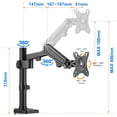 thumbnail image 4 of Single Monitor Stand - Gas Spring Single Arm Monitor Desk Mount Fit 17 to 27 inch Screens, Height Adjustable VESA Bracket with Clamp, Grommet Mounting Base, 4 of 6