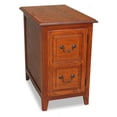 thumbnail image 1 of Shaker Solid Wood End Table with Faux Drawer Cabinet Storage, Medium Oak Brown, Perfect for Living Rooms, Bedrooms, and Small Spaces - Leick Home, 10030-MED, 1 of 3