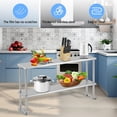thumbnail image 4 of BeesClover Table de Travail en Acier Inoxydable, Table de Préparation de Cuisine Commerciale avec Roulettes et Dosseret, Poste de Travail Robuste pour Restaurant, Boulangerie, Service Alimentaire, 4 of 7