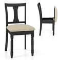 thumbnail image 1 of Costway 2 Pcs Chaise en Bois Chaise Antique Rembourrée avec Espace de Rangement Noir et Beige, 1 of 8