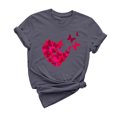 thumbnail image 2 of Meichang T-Shirts de la Saint-Valentin pour Femmes Imprimé Cœur Manches Courtes Col Rond Pull Ample Décontracté Tops de Vacances, 2 of 6