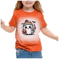 thumbnail image 1 of GDREDA Mignon Halloween T-Shirt à Manches Courtes Imprimé pour Filles Haut Décontracté à Col Rond pour les Festivités d'Automne Jaune, 6-7 Ans, 1 of 4