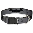 thumbnail image 1 of Dog collar Plastic clip Retro Bat Logo gray Black 18 to 32 Inches 1.5 Inch Wide, 1 of 5