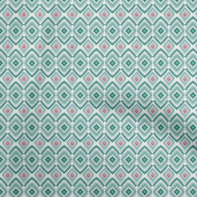 oneOone Cotton Poplin Light Green Fabric Asian Ikat Craft Projects Decor Fabric Printed by The Yard 42 Inch Wide