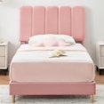 thumbnail image 1 of Easy Assembly Twin Upholstered Bed – Crystal Tufted Headboard with Diamond Buttons, Strong Wood Slats, Noise-Free, No Box Spring Needed – Platform Bed for Girls, 1 of 9