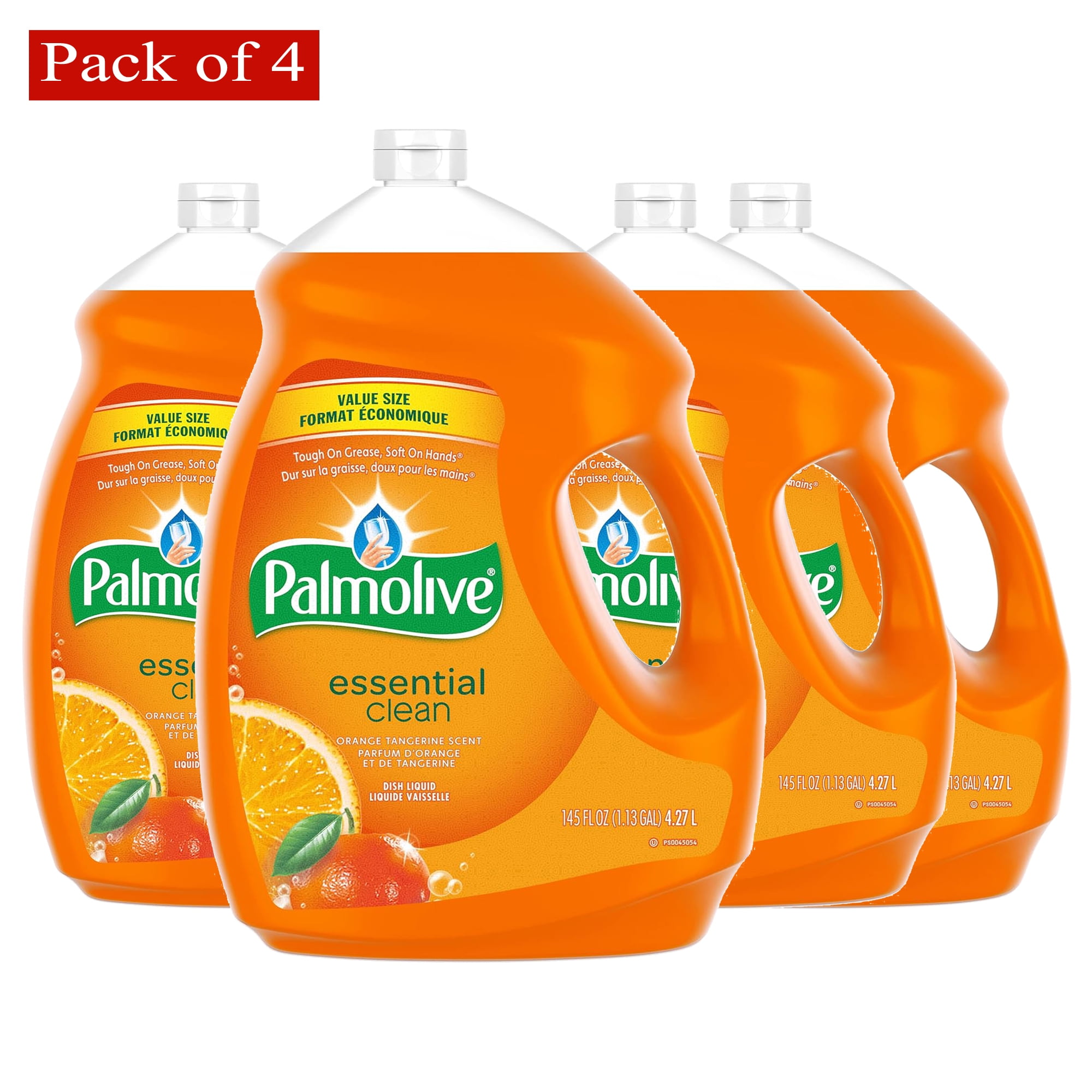 Palmolive Essential Clean Liquid Dish Soap, Orange Tangerine Scent - 4.27 L (Pack of 4)
