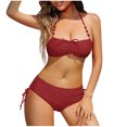 thumbnail image 1 of Diufon Womens High Waisted Bikini Sets Drawstring Belly Hide Swimsuits Two Piece Ruched Tie Back Bathing Suit, 1 of 4