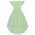 thumbnail image 4 of Robe Fille Enfants Enfant Filles Été Manche Charleston Haut et Bas Robe Formelle Jupe Volantée Couleur Unie Robe Évasée Robe Fille Vert 16 Ans, 4 of 4