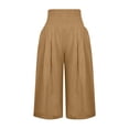 thumbnail image 4 of Pantalon Court en Lin Femme Jambe Droite Coupe Jambe Taille Junior Polyester Lin Pantalon Court Pantacourts Style C-20 Jaune G, 4 of 5