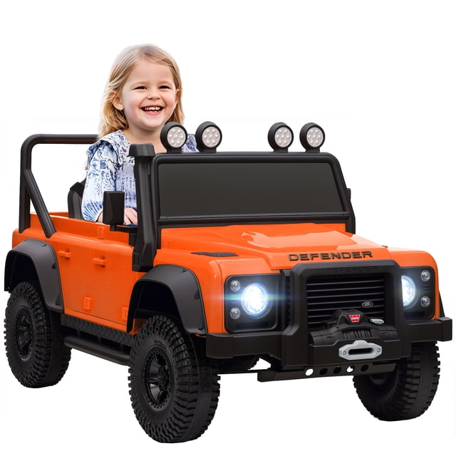 Qaba Land Rover Licensed Kids Ride on RC Car, 12V Toddler Ride on Toy Jeep Truck, Gift for Boys & Girls, Orange
