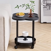 Yeciiwht Movable Night Stand Practical Double Layer Storage Nightstand Portable Bedside Table with Wheels Open Storage Side Table Small Storage Rack Sofa Mini Cabinet, Bedroom, Living Room