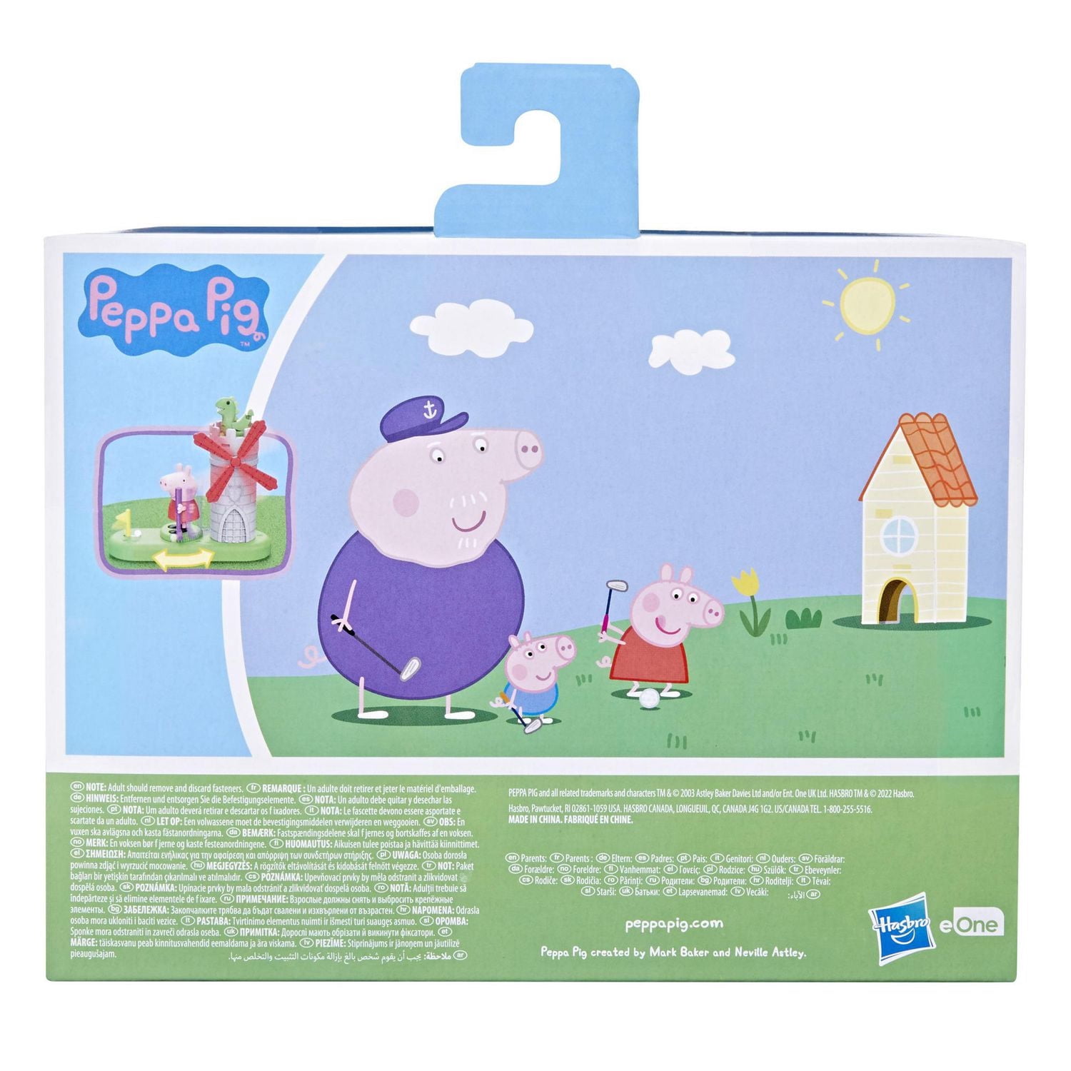 Peppa Pig Peppa's Club Peppa au mini-golf, jouet préscolaire avec 2 figurines et moulin à vent, dès 3 ans