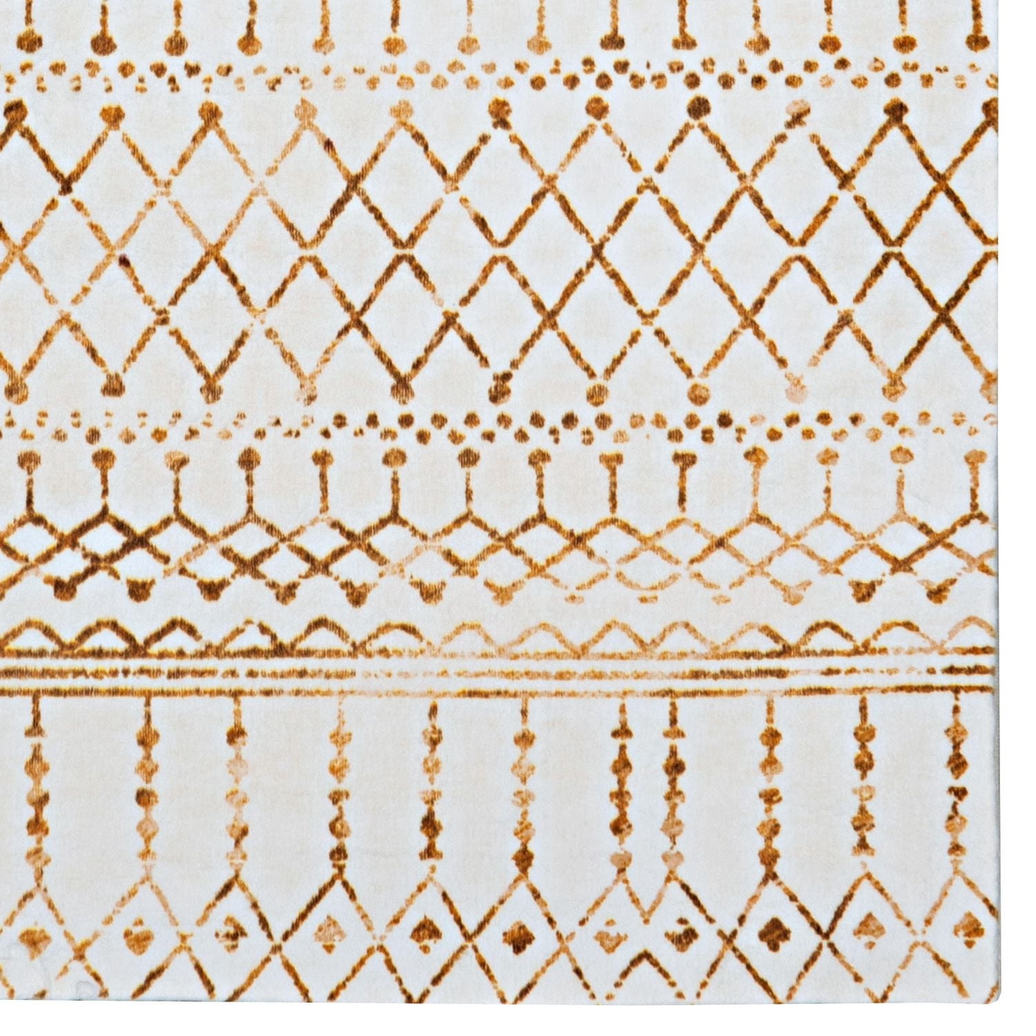 Motif Printed Faux Rabbit Minear Ivory & Gold 3 ft. x 5 ft. Accent Rug