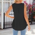 thumbnail image 5 of Dealovy Tank Tops for Women Crew Neck Buttons Ruched Summer Tunics Loose Solid Sleeveless Plain Blouses, 5 of 5