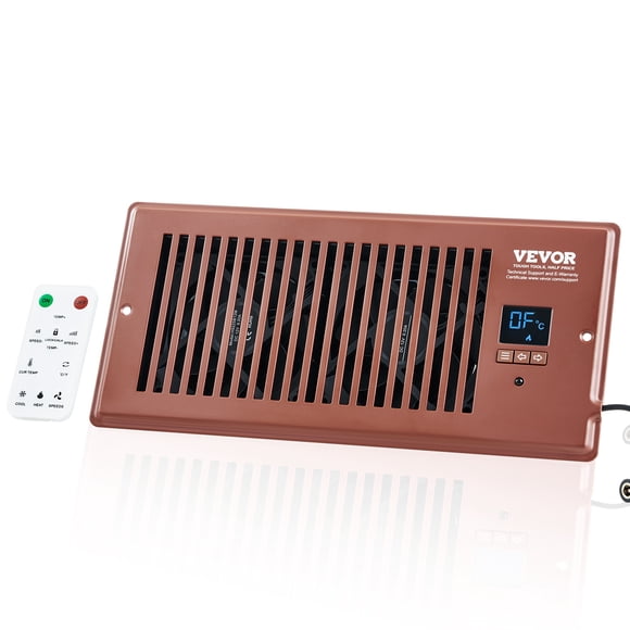 VEVOR Survolteur à Registre, Ventilateur Survolteur Silencieux pour Évent, Convient aux Trous de Registre 4” x 10”, avec Télécommande et Contrôle du Thermostat, Vitesse Réglable pour Chauffage, Refroidissement, Évent Intelligent, Brun