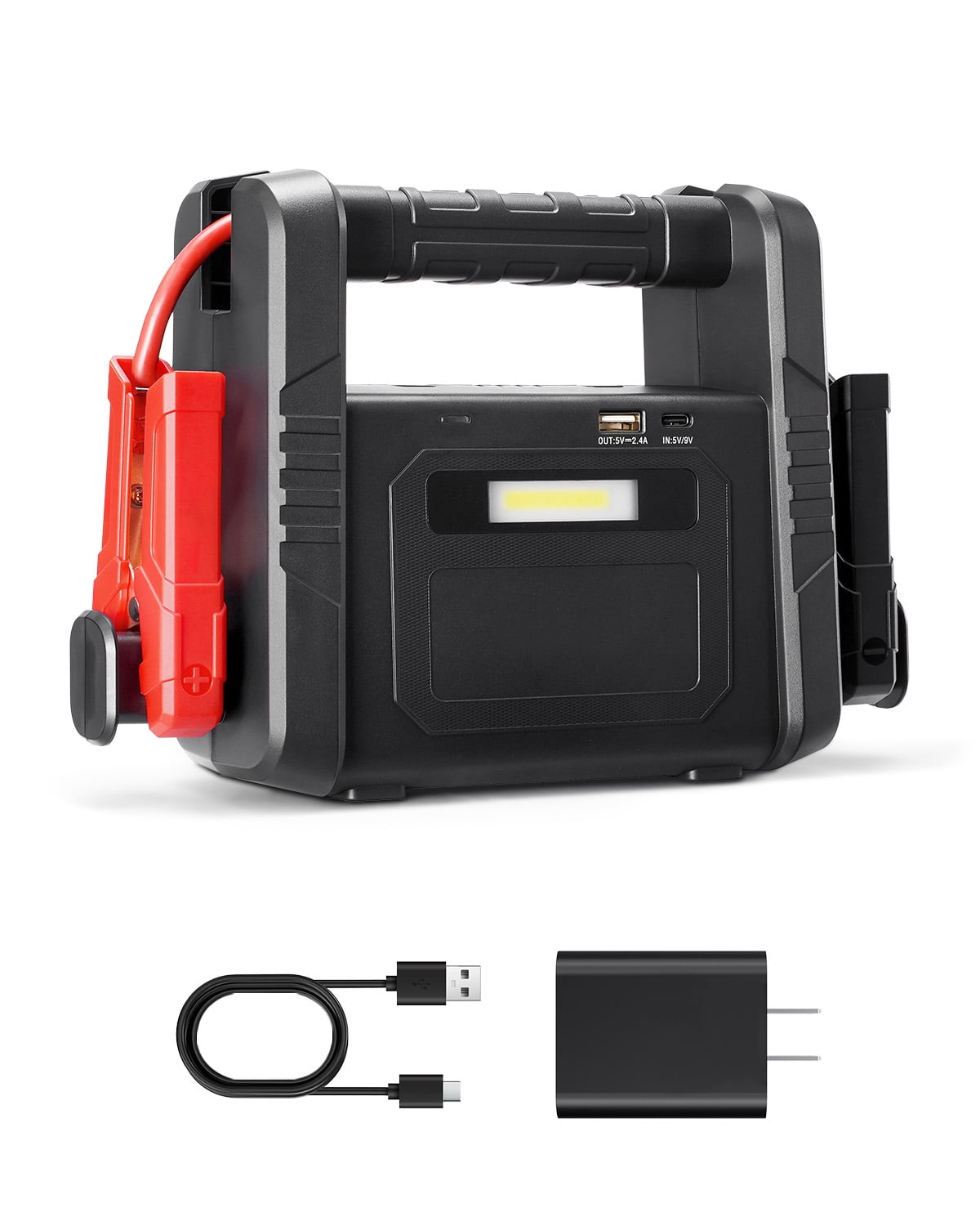 KFFKFF Jump Starter, 4000A Peak, Car Battery Starter Power Pack, Portable Battery Booster with Air Compressor Jumper Cables LCD Display LED Light