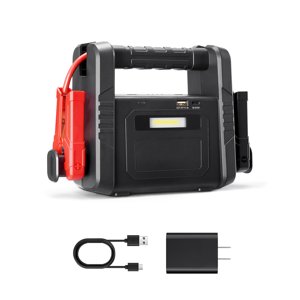 KFFKFF Jump Starter, 4000A Peak, Car Battery Starter Power Pack, Portable Battery Booster with Air Compressor Jumper Cables LCD Display LED Light