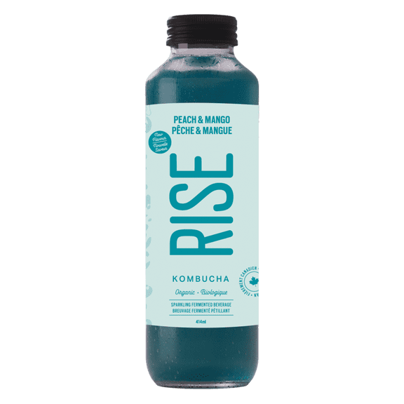 Rise Peach & Mango Organic Kombucha, 414 mL