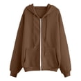 thumbnail image 3 of WEIYLL Womens Summer Tops Solid Long Sleeve Zipper Hooded Coat Pocket Sweatshirt Coffee Top Sizes S, 3 of 4