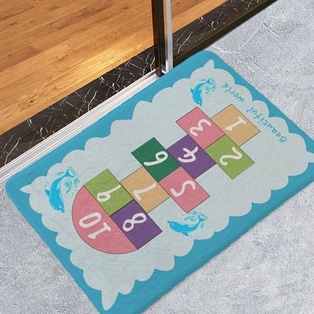 Hopscotch Kids Runner Rug Soft Plush Play Mat Non-Slip Garden Numbers Collection Educational & Fun Throw Rugs for Boys&Girls Playroom Bedroom Best Gift