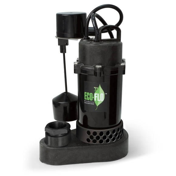 Eco-Flo SPP33V 1/3 HP 3600 GPH Thermoplastic & Aluminum Sump Pump & Float Switch