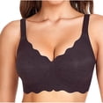 thumbnail image 1 of VEKDONE Fashion Women Large Size Solid Color Wave Lace Wireless Soft Support Together Daily Bra Gray S, 1 of 3