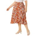 thumbnail image 4 of Unique Bargains Jupe Midi Portefeuille d'Été pour Femme Grande Taille, Ligne A, Ourlet à Volants, 4 of 7