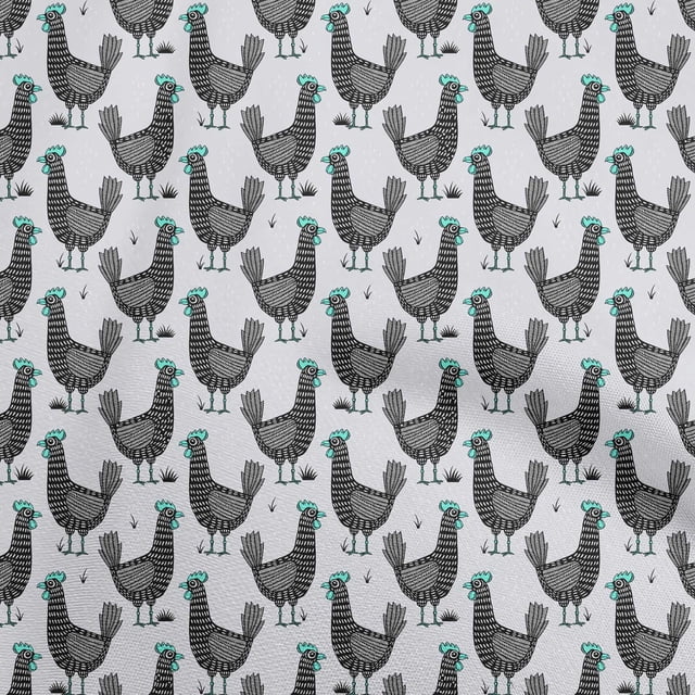 oneOone Cotton Cambric Light Gray Fabric Rooster Cock Sewing Craft Projects Fabric Prints By Yard 56 Inch Wide-PG