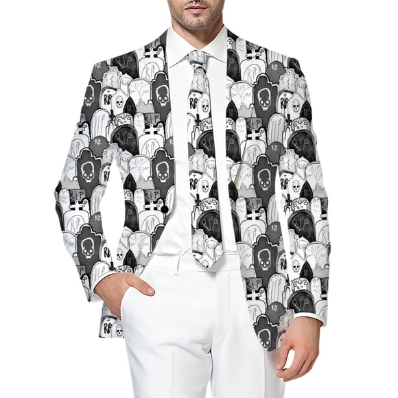 Men's Stylish Halloween Suit Jacket Themed Formal Coat for Party Costume and Wear