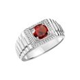 thumbnail image 4 of RYLOS Men's Ring 14K White Gold Ring, 7MM Round Shape Gemstone Designer Style Rings Garnet January Birthstone Rings Gold Size 8, 4 of 7
