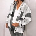 thumbnail image 1 of Aqestyerly Veste à Carreaux pour Femme à Manches Longues, Col Rabattu, Coupe Ample, Décontractée, Manteau Chemise Léger HWRETIE, 1 of 6