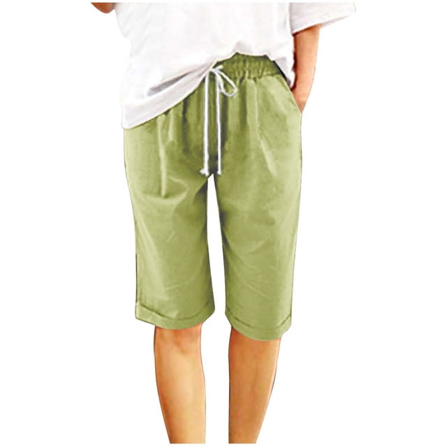 AherBiu Plus Size Shorts for Women Drawstring High Waisted Straight Leg Summer Casual Lounge Shorts with Pockets