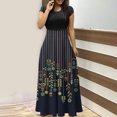 thumbnail image 1 of SMihono Robe Maxi Bohème d'Été pour Femmes Grande Taille Robe d'Été Colorée à Imprimé Floral pour Femmes Robes à Manches Courtes Robe Maxi Décontractée de Plage Robe Évasée de Plage, 1 of 5