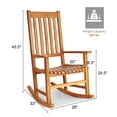 thumbnail image 3 of Giantex Wooden Rocking Chair, Slatted High Back Wood Rocker, Teak, 3 of 6